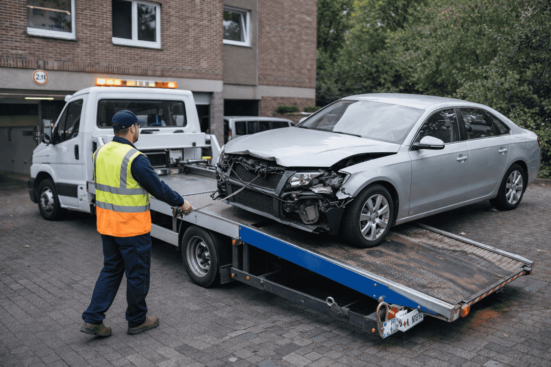 Abholung und Verladung bei der Autoverwertung Dormagen